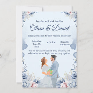 Invitation de mariage à l'illustration aquarelle b