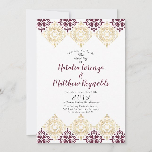 Invitation de mariage à motif de carreaux espagnol (Devant)