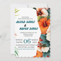 Invitation de mariage à plis avec fleurs sauvages,