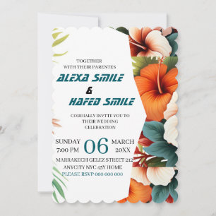Invitation de mariage à plis avec fleurs sauvages,