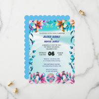 Invitation de mariage à plis Wildflower, jolie mar