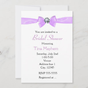 Invitation de mariage à ruban diamanté violet lava