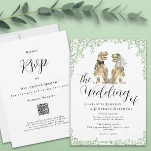 Invitation de mariage à thème dinosaure avec code