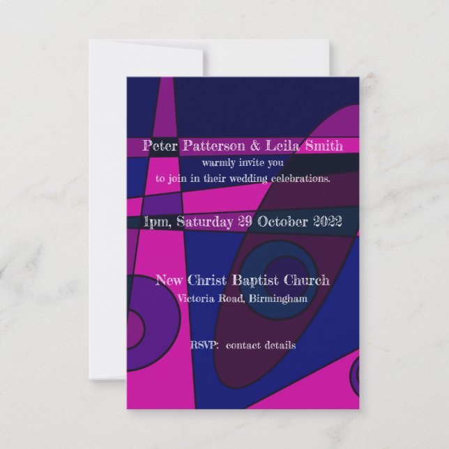 Invitation de mariage abstrait rose chaud violet (Devant)