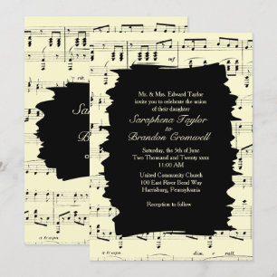 Invitation de mariage Abstraite de musique jaune m