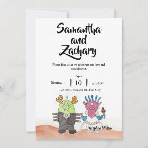 Invitation de mariage alternative Monstre Mignon