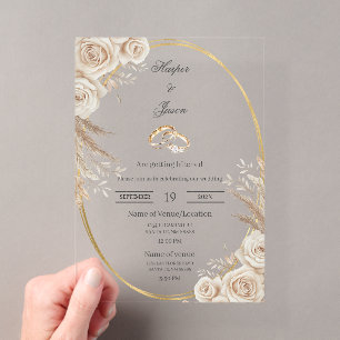 Invitation de mariage anneau bohème ovale