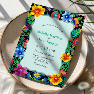 Invitation de mariage aquarelle colorée mexicaine