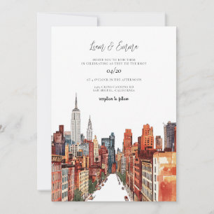 Invitation de mariage aquarelle vintage NYC New Yo