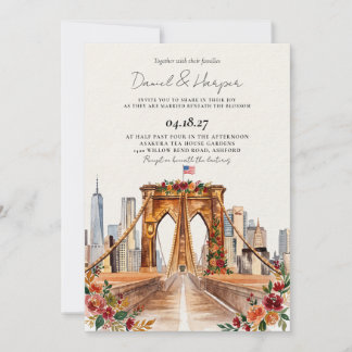 Invitation de mariage aquarelle vintage NYC New Yo