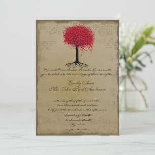 Invitation de mariage Arbre à feuilles en forme de