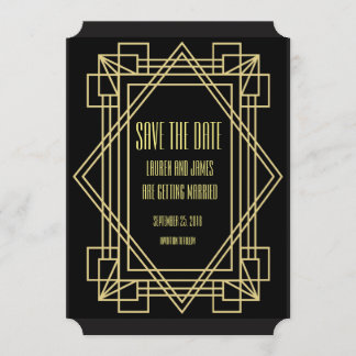 Invitation de mariage Art déco pour annoncer la da