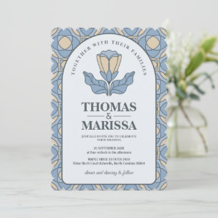 Invitation de mariage Art Nouveau Bleu Poussiéreux