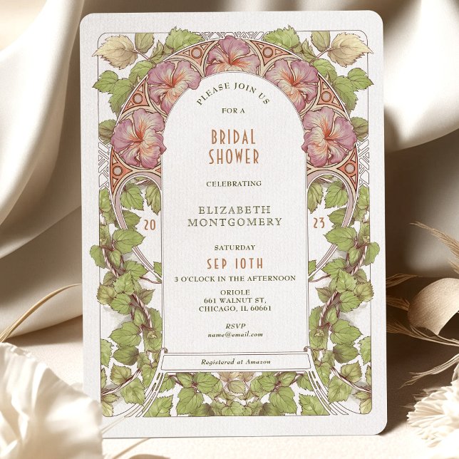 Invitation de mariage Art Nouveau Deco Rose Petuni (Créateur téléchargé)