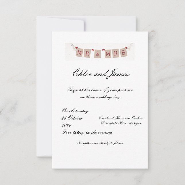 Invitation de mariage artistique et élégant (Devant)