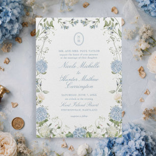 Invitation de mariage au blason de monogramme d'hy