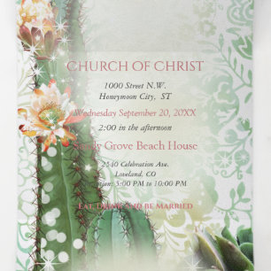 Invitation de mariage au cactus tout-en-un pliable