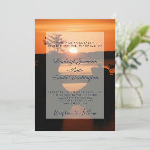 Invitation de mariage au coucher de soleil côtier