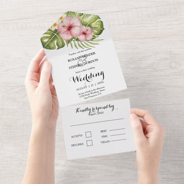 Invitation de mariage au superbe hibiscus tropical (Déchirure)