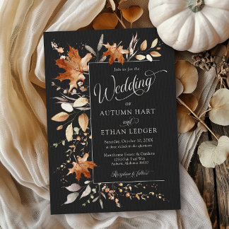 Invitation de mariage automnal à l'aquarelle Feuil