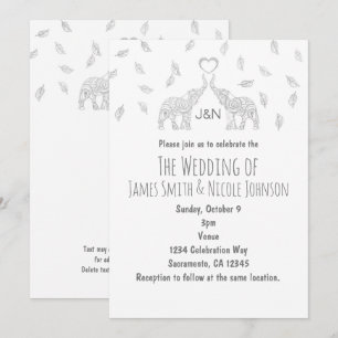 Invitation de mariage automnal argentée à coeur av