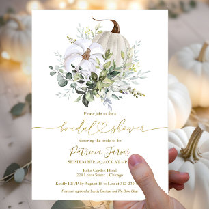 Invitation de mariage automnal avec citrouille et 