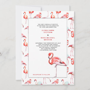 Invitation de mariage aux flamants roses magnifiqu