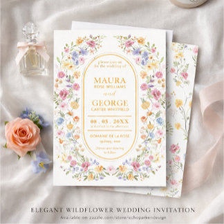 Invitation de mariage aux fleurs sauvages