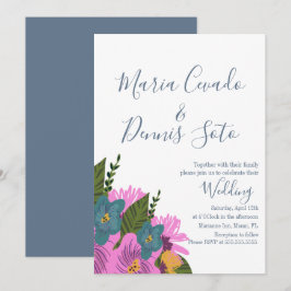 Invitation de mariage aux florales dessinées à la