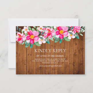 Invitation de mariage aux lumières florales roses