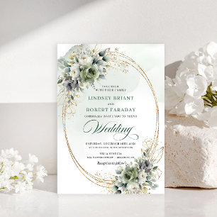 Invitation de mariage aux roses blanches bohème ch
