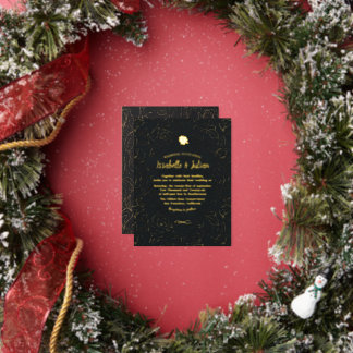 Invitation de mariage aux roses dorées