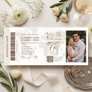 Invitation de mariage avec carte d'embarquement En