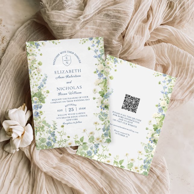 Invitation de mariage avec code QR pour jardin de  (Créateur téléchargé)