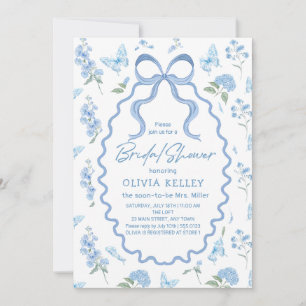 Invitation de mariage avec fleur d'hortensia bleu