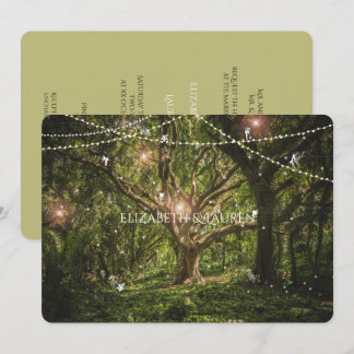 Invitation de mariage avec forêt enchantée et fées