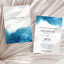 Invitation de mariage avec lavis de bleu aquarelle