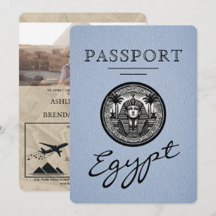 Invitation de mariage avec passeport bleu poussiér