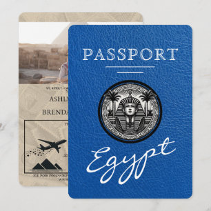 Invitation de mariage avec passeport bleu royal d'