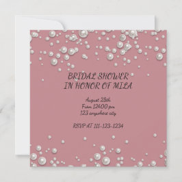Invitation de mariage avec perles roses modernes 