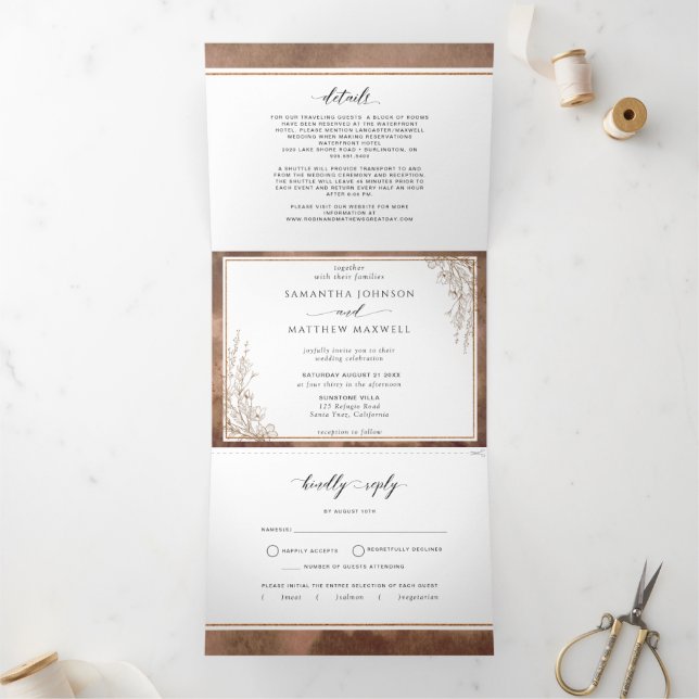 Invitation de mariage avec RSVP, Aquarelle des ton (Intérieur)