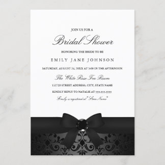 Invitation de mariage avec un nœud noir et blanc d