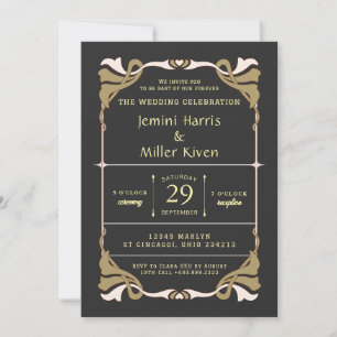 Invitation de mariage billet vintage