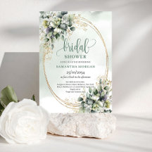 Invitation de mariage bohème chic verte et or