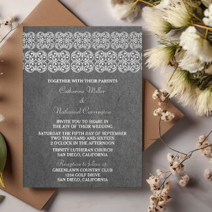 Invitation de mariage bohème moderne gris