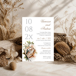 Invitation de mariage Boho Whit Ring