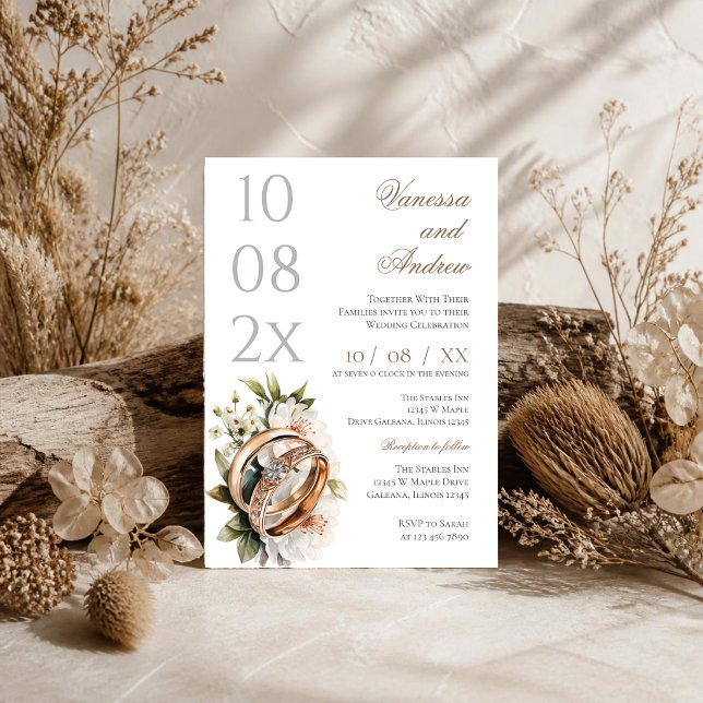 Invitation de mariage Boho Whit Ring (Créateur téléchargé)