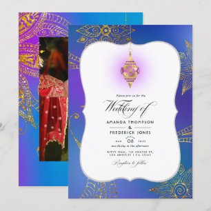Invitation de mariage Bollywood arabe à feuille d'