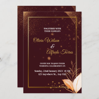 Invitation de mariage bordeaux avec des couleurs d