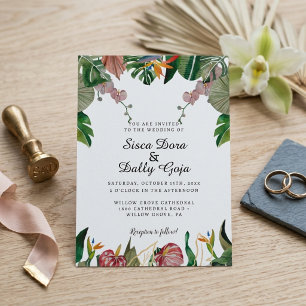Invitation de mariage botanique aux feuilles aquar